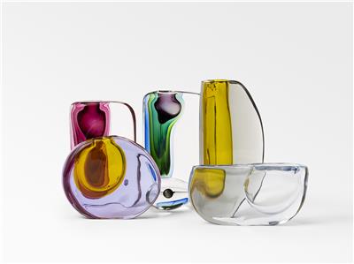 MODESTI PERDRIOLLE GALLERY ANTONIO DA ROS VASES SOLID GLASS WITH COLOURED GLASS SUBMERSION MID 1960 1980 BRUSSELS